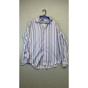 Thomas‎ Dean Shirt Mens Medium Multicolor Stripe Cotton Long Sleeve Button Front